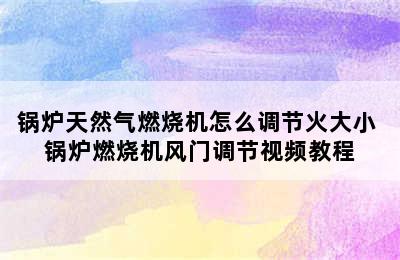 锅炉天然气燃烧机怎么调节火大小 锅炉燃烧机风门调节视频教程